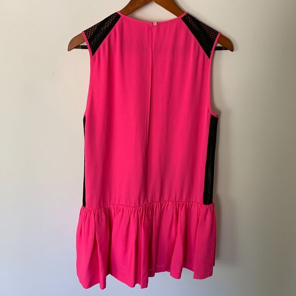 L.A.M.B. Gwen Stefani Black Hot Pink Above Knee Sleeveless Silk Dress Size 6 - Picture 2 of 12